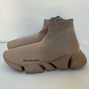 Balenciaga Speed 2.0 Beige Knit Sock Sole Sneakers 42